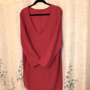 Cut loose tunic rasberry cotton knit cozy blouse